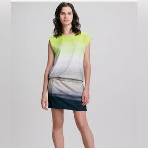 Diane von Furstenberg Tara Dress, Neon Green, Gray and Black, Size 6 H6